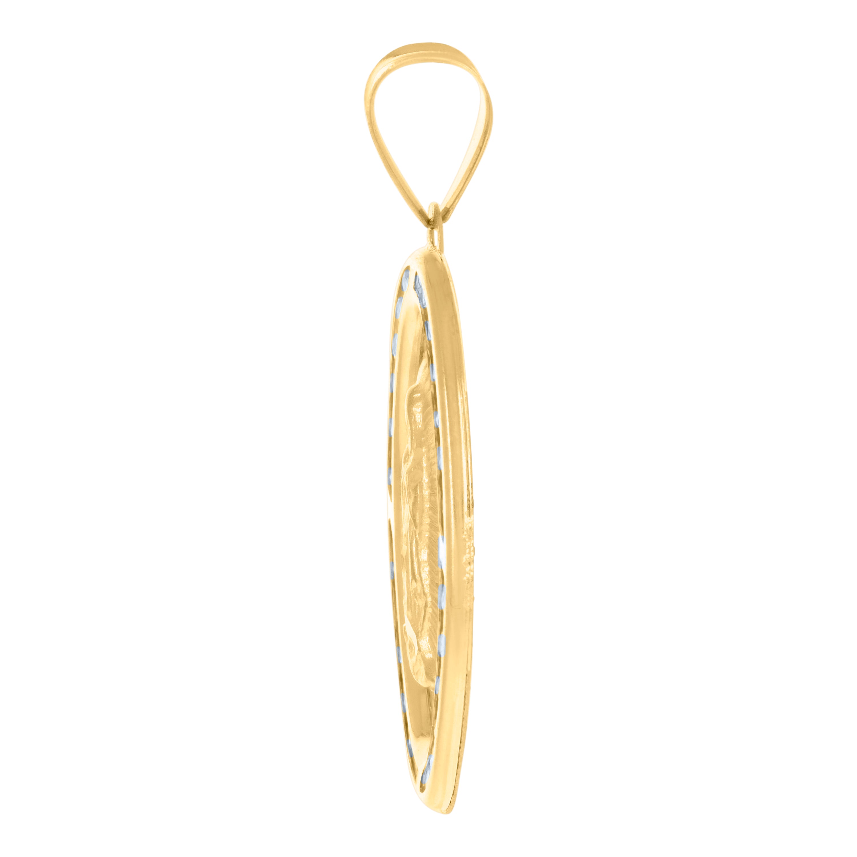 10kt Yellow Gold Diamond-Cut Mens Cross Religious Charm Pendant