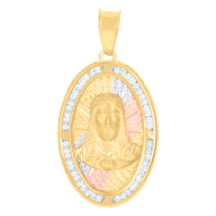 10kt Gold Two-Tone Mens Cross Crucifix Religious Charm Pendant
