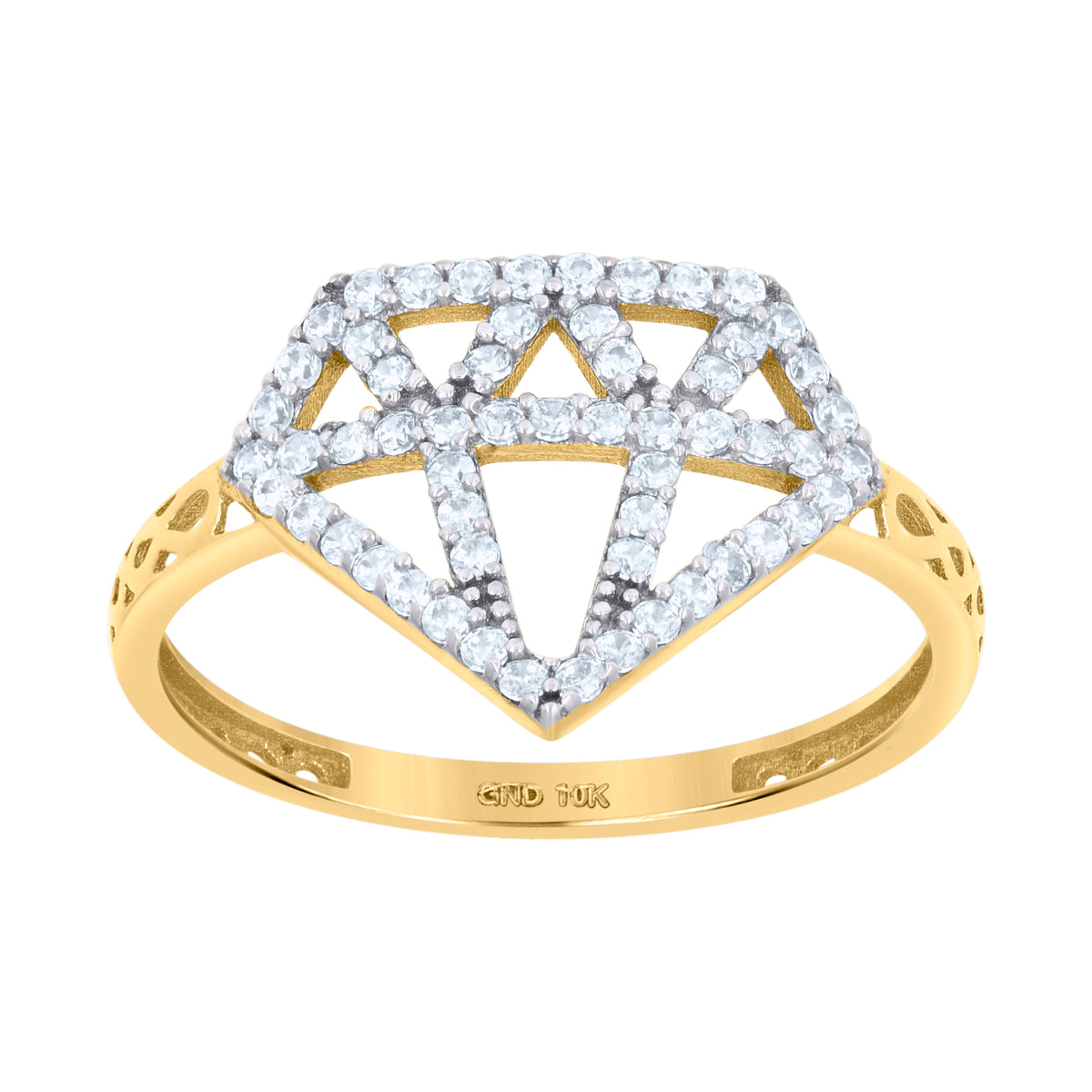 10kt Two-tone Gold Womens Cubic-Zirconia Diamond Shape Fashion Ring