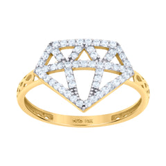 10kt Two-tone Gold Womens Cubic-Zirconia Diamond Shape Fashion Ring