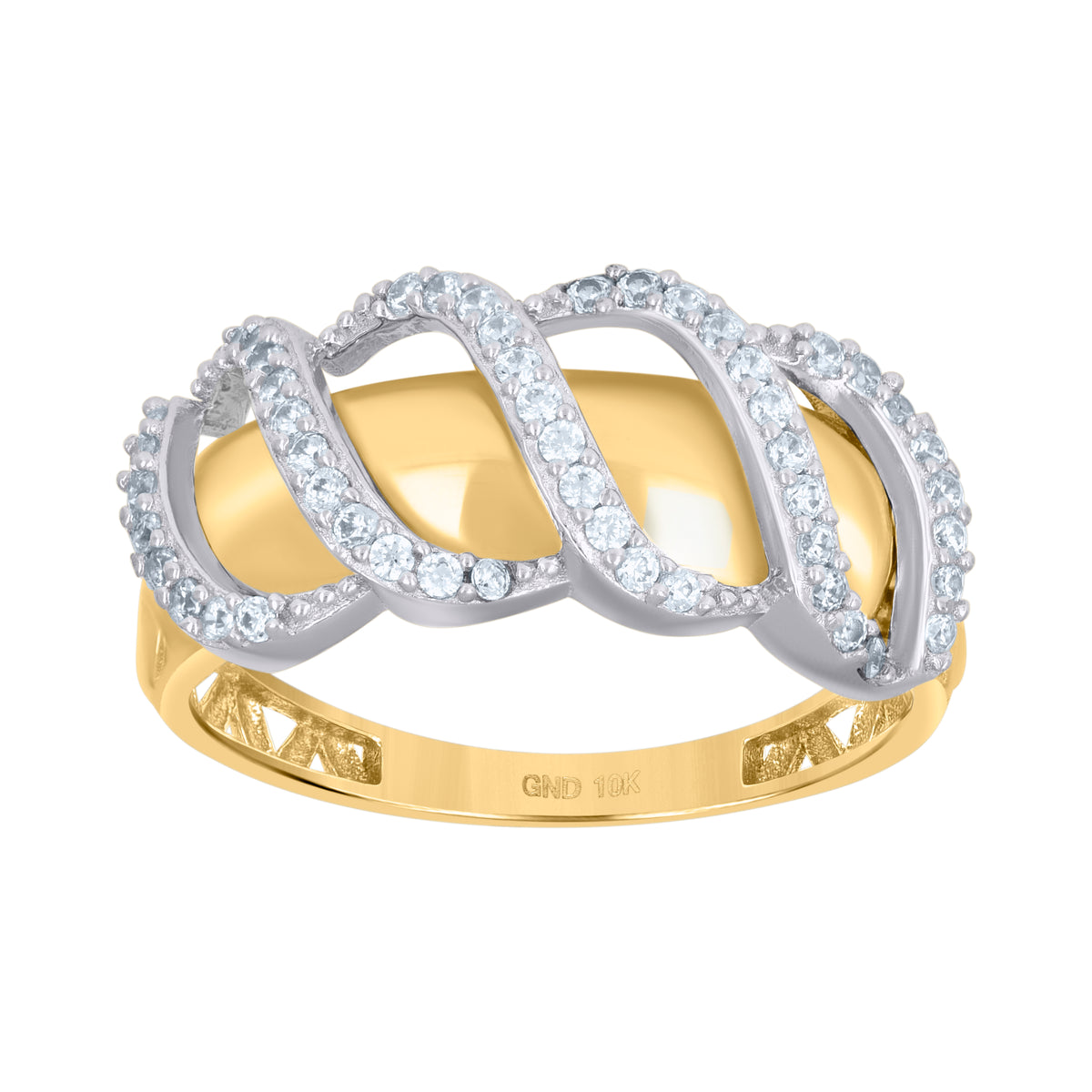 10kt Two-tone Gold Womens Cubic-Zirconia Fashion Ring