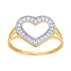 10kt Two-Tone Gold Womens Cubic-Zirconia Heart Love Ring