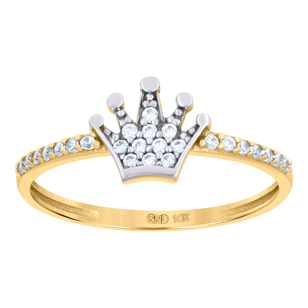 10kt Two-Tone Gold Womens Cubic-Zirconia Crown Fashion Ring