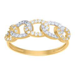 10kt Two-Tone Gold Womens Cubic-Zirconia Curb Link Fashion Ring