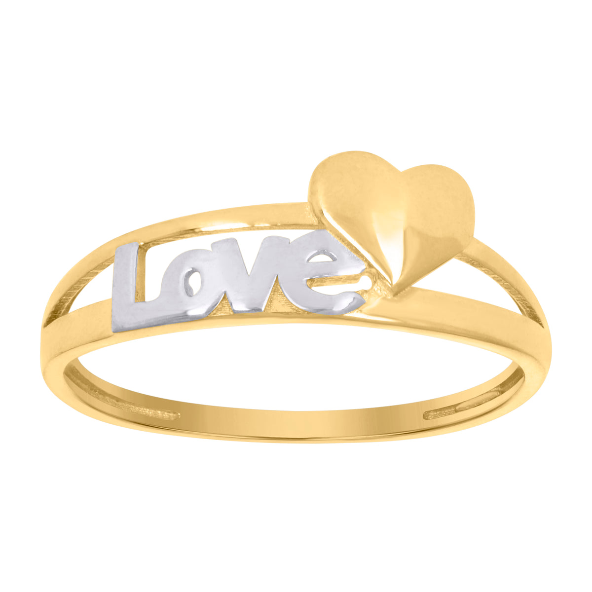10kt Two-Tone Gold Womens Love Heart Love Ring