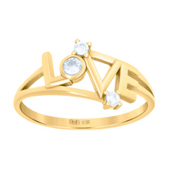 10kt Yellow Gold Womens Cubic-Zirconia Love Ring