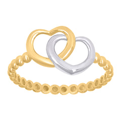 10kt Two-Tone Gold Womens Intertwined Heart Ring