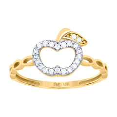 10kt Two-Tone Gold Womens Cubic-Zirconia Apple Fashion Ring