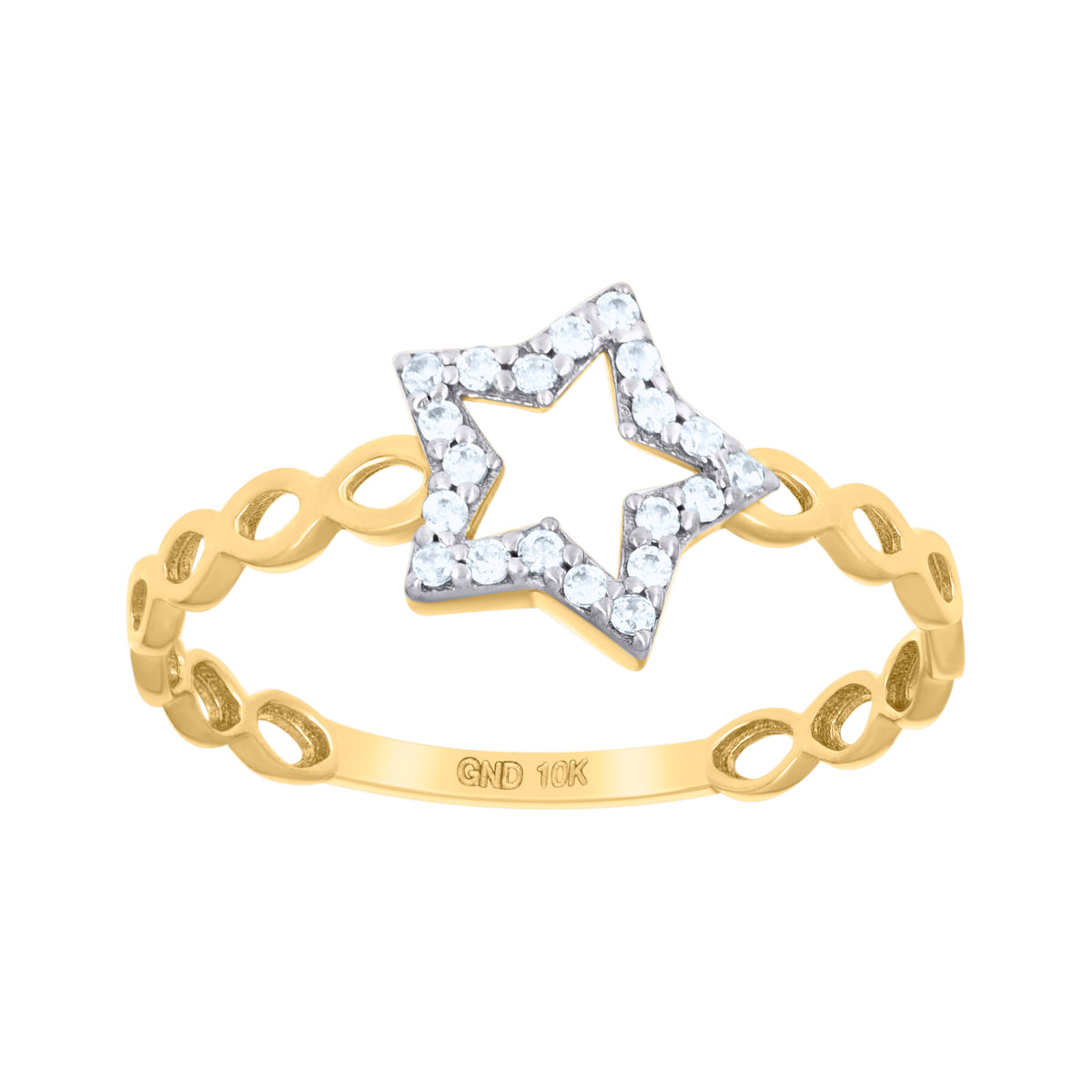 10kt Two-Tone Gold Womens Cubic-Zirconia Star Fashion Ring