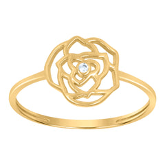 10kt Yellow Gold Womens Cubic-Zirconia Flower Fashion Ring