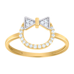 10kt Two-Tone Gold Womens Cubic-Zirconia Bow Fashion Ring