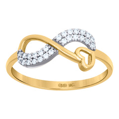 10kt Two-Tone Gold Womens Cubic-Zirconia Love Symbol Infinity Heart Ring