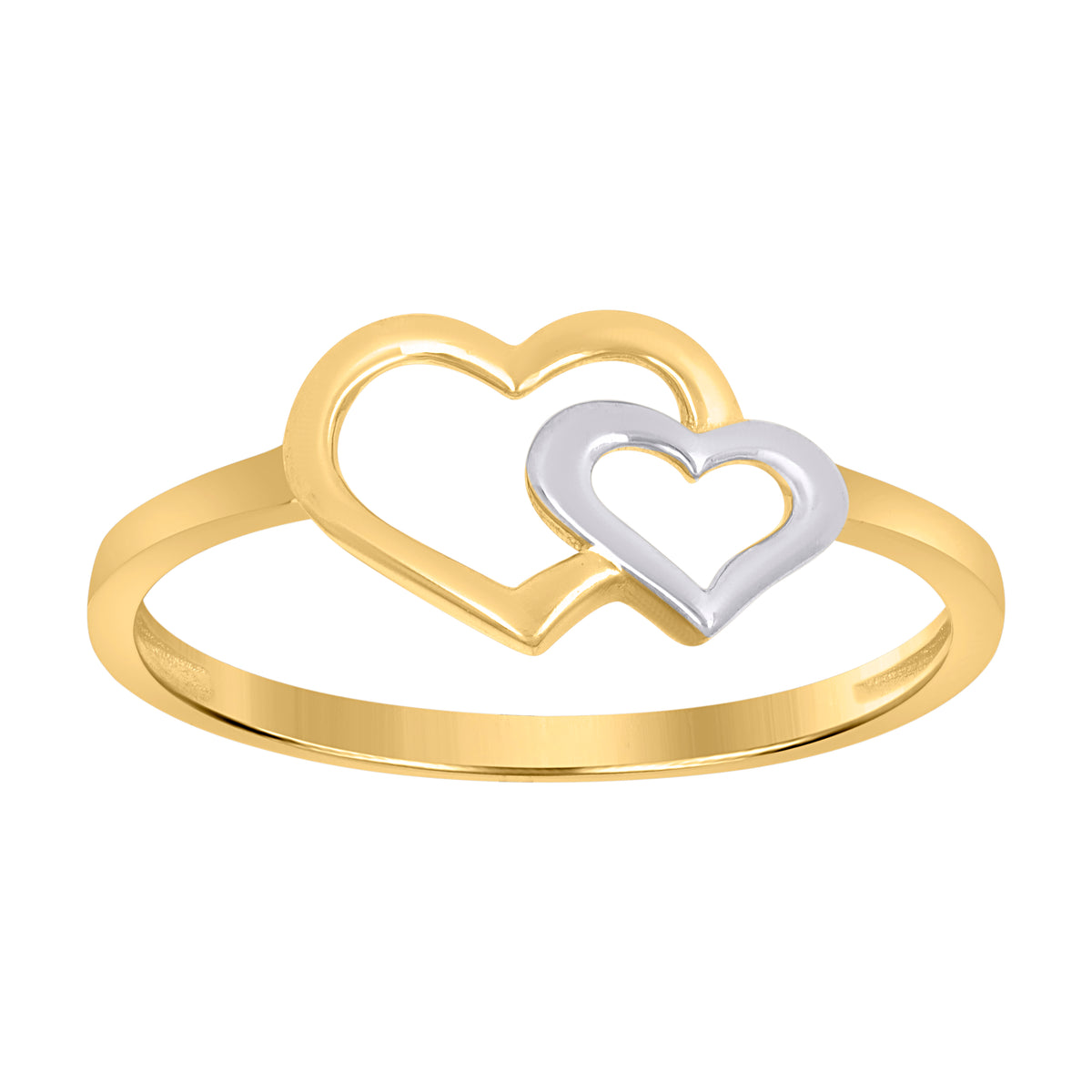 10kt Two-Tone Gold Womens Double Heart Ring
