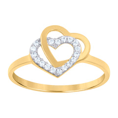 10kt Two-Tone Gold Womens Cubic-Zirconia Intertwined Heart Ring