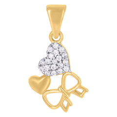 10kt Two-tone Gold Womens Cubic-Zirconia Bow Heart Charm Pendant