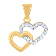 10kt Two-tone Gold Womens Cubic-Zirconia Intertwined Hearts Charm Pendant