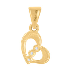 10kt Yellow Gold Womens Cubic-Zirconia Heart Charm Pendant