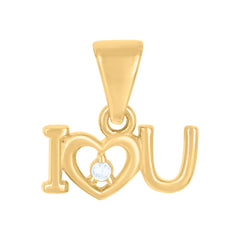 10kt Yellow Gold Womens Cubic-Zirconia I Love U Heart Charm Pendant