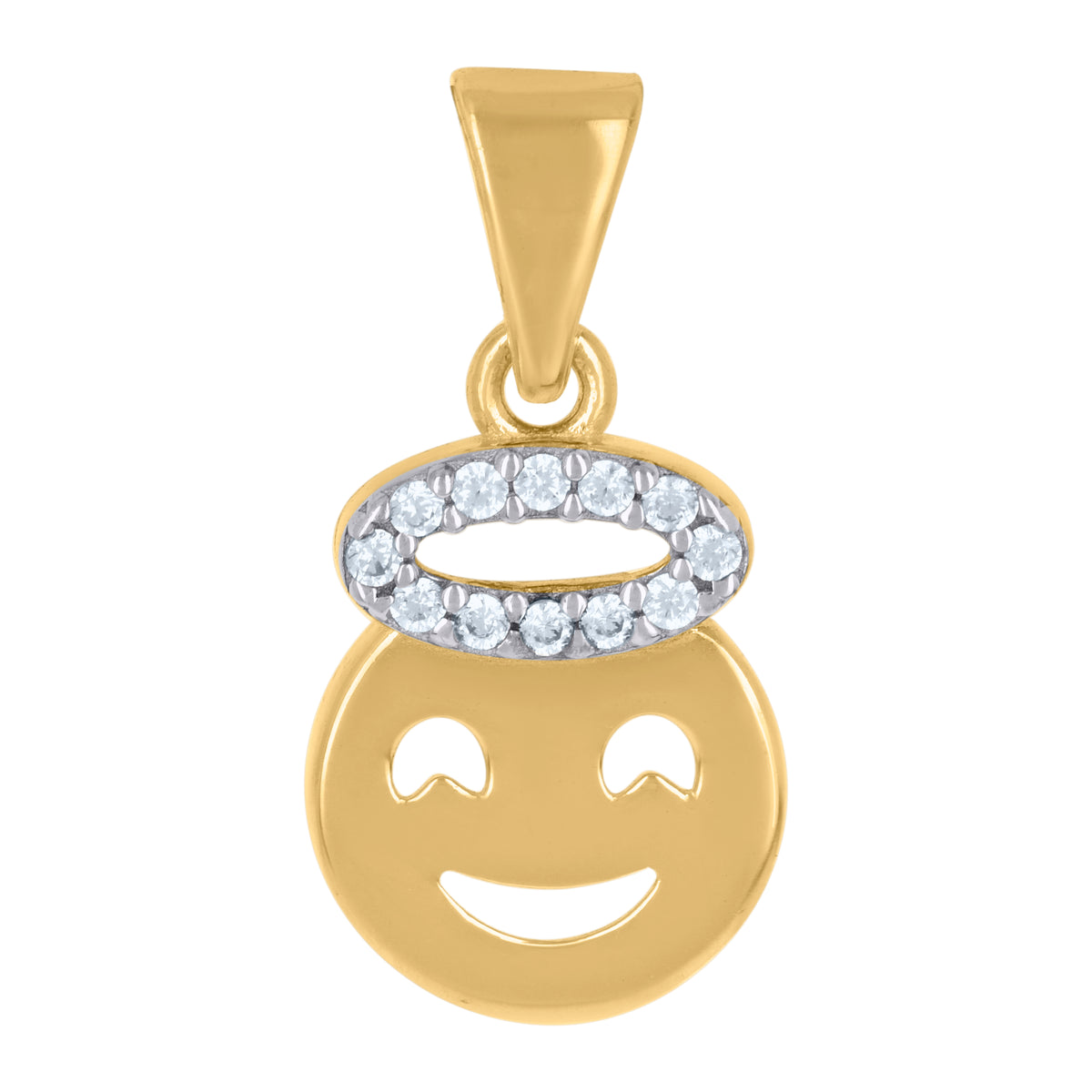 10kt Two-Tone Gold Womens Cubic-Zirconia Angel Symbol Pendant