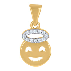 10kt Two-Tone Gold Womens Cubic-Zirconia Angel Symbol Pendant