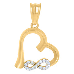 10kt Two-tone Gold Womens Cubic-Zirconia Infinity Heart Charm Pendant