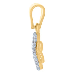 10kt Two-Tone Gold Unisex Textured Cross Religious Charm Pendant