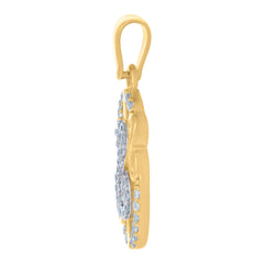 10kt Two-Tone Gold Unisex Textured Cross Religious Charm Pendant