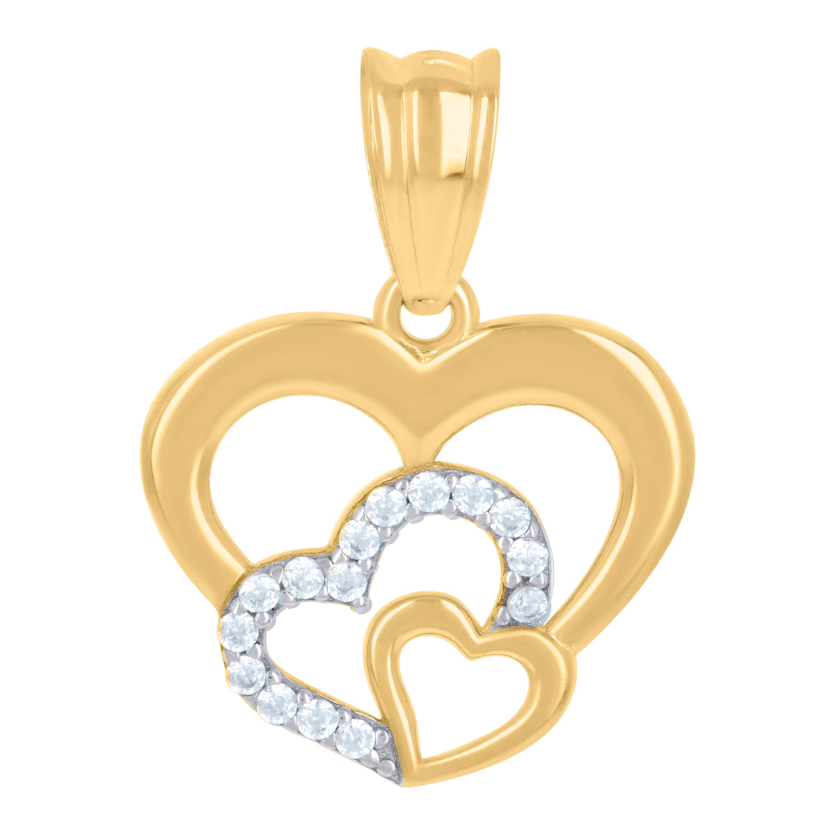 10kt Yellow Gold Unisex Cubic-Zirconia Crucifix Cross Religious Charm Pendant