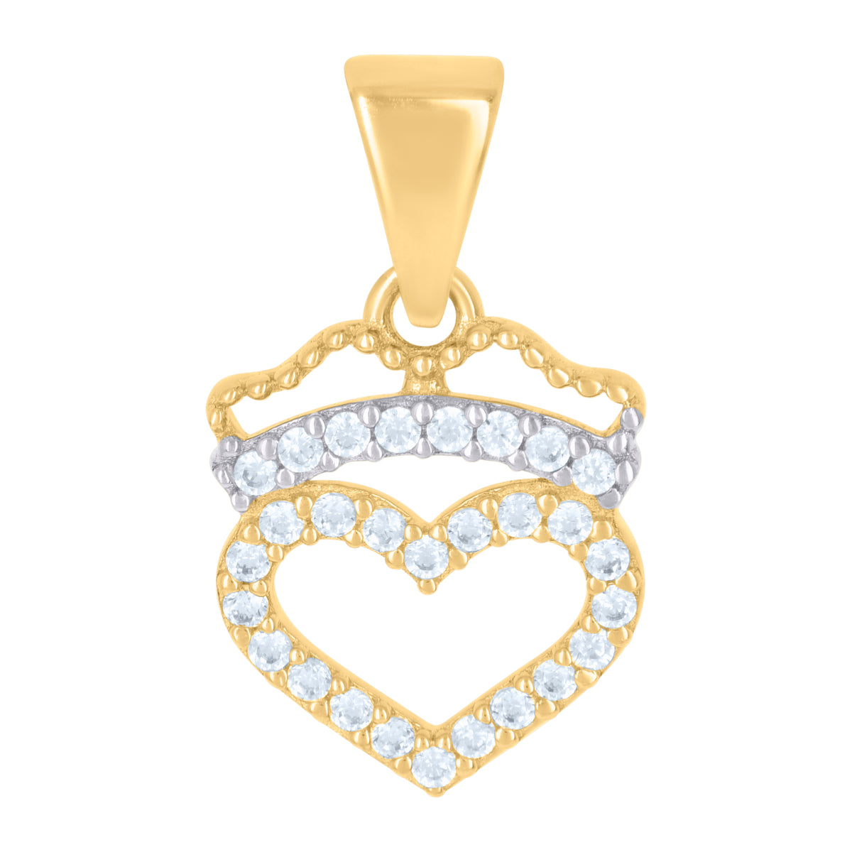 10kt Two-tone Gold Womens Cubic-Zirconia Heart Charm Pendant