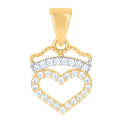 10kt Two-tone Gold Womens Cubic-Zirconia Heart Charm Pendant