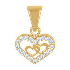 10kt Yellow Gold Womens Cubic-Zirconia Double Heart Charm Pendant