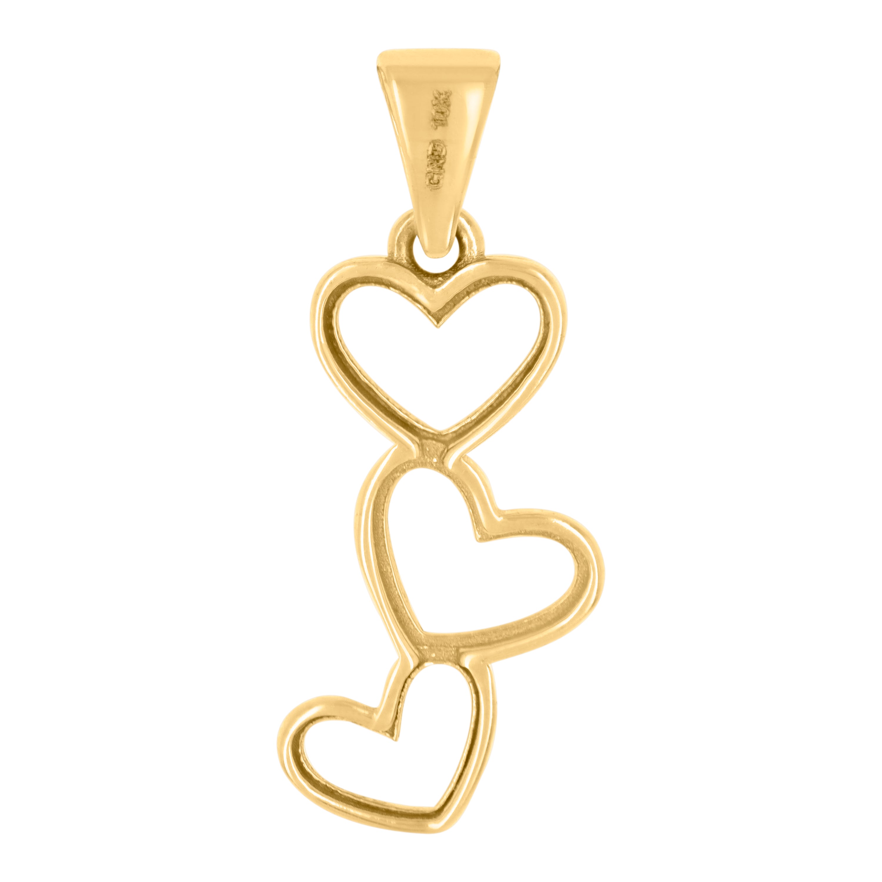 10kt Yellow Gold Cubic-Zirconia Womens Heart Charm Pendant