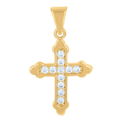 10kt Yellow Gold Unisex Cubic-Zirconia Cross Religious Charm Pendant