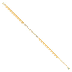 14kt Yellow Gold Womens Cubic-Zirconia Infinity Heart Charm Bracelet Size 10 Inches