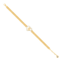 14kt Yellow Gold Womens Cubic-Zirconia Quinceanera Sweet 15 Heart Charm Bracelet Size 8 Inches