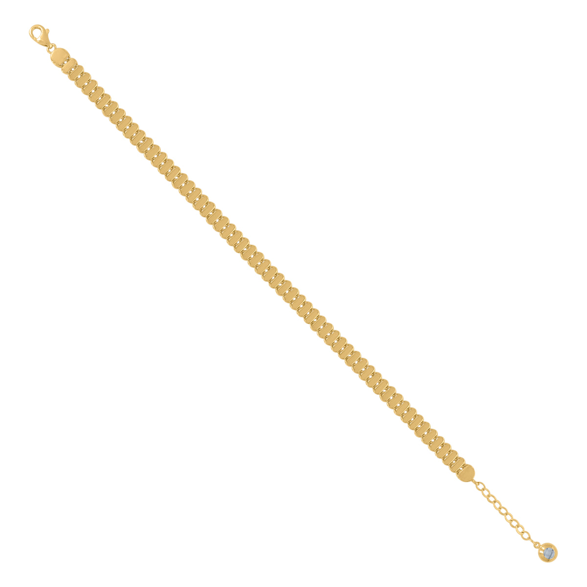 14kt Yellow Gold Womens Cubic-Zirconia Fashion Link Bracelet Size 8 Inches