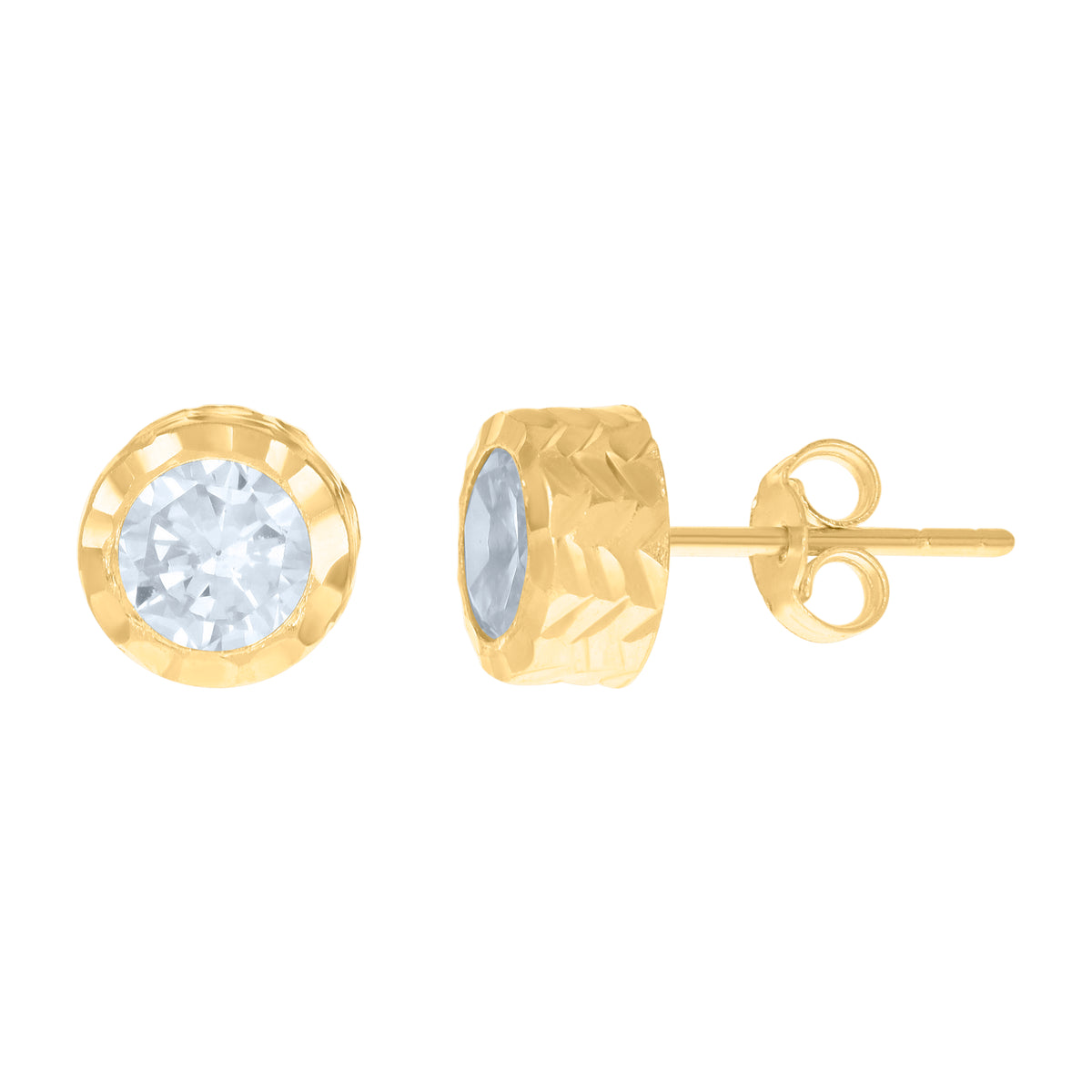 10Kt Yellow Gold Unisex Diamond-Cut Floral Initial Letter Alphabet I Charm Pendant