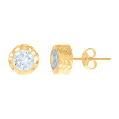 10Kt Yellow Gold Unisex Diamond-Cut Floral Initial Letter Alphabet I Charm Pendant