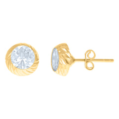 10Kt Yellow Gold Unisex Diamond-Cut Floral Initial Letter Alphabet H Charm Pendant