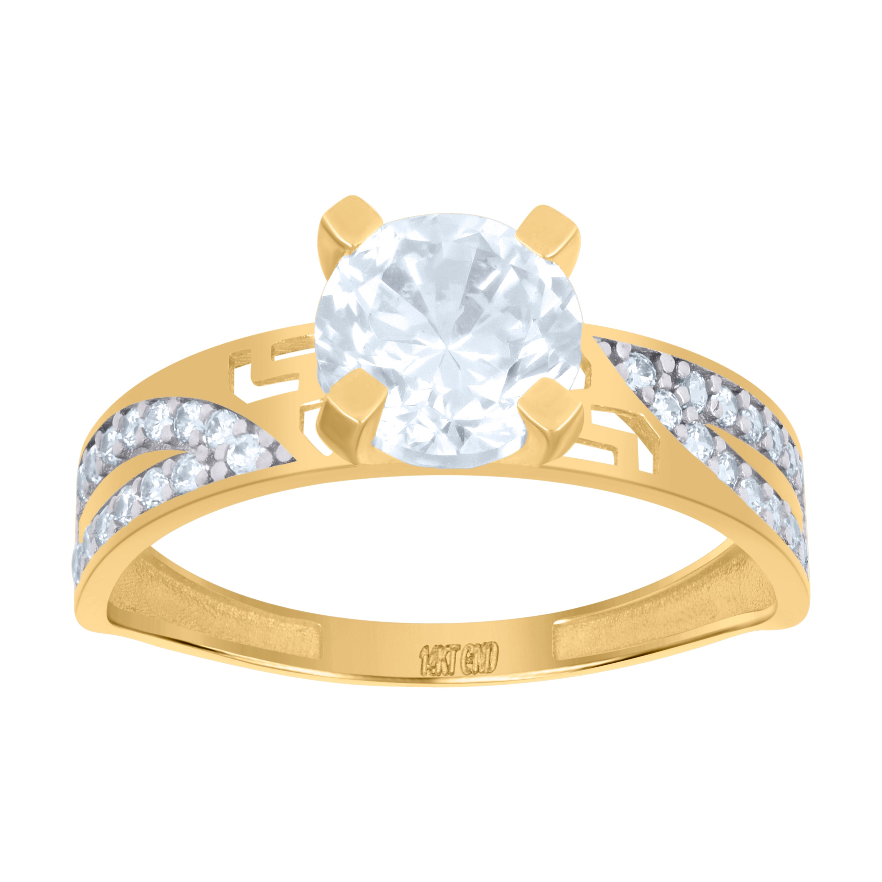 10kt Yellow Gold Womens Cubic-Zirconia Bridal Engagement Ring