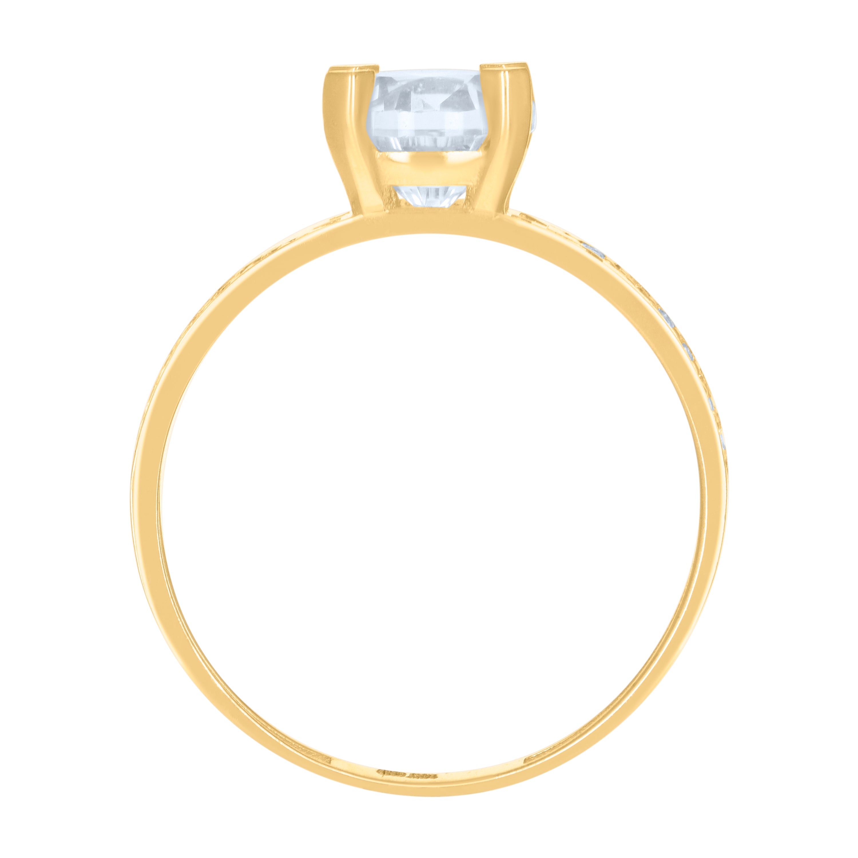 10kt Yellow Gold Womens Cubic-Zirconia Bridal Engagement Ring