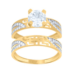 10kt Yellow Gold Womens Cubic-Zirconia Bridal Engagement Ring