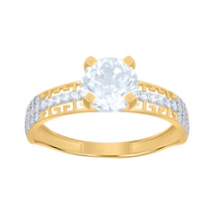 10kt Yellow Gold Womens Cubic-Zirconia Bridal Engagement Ring