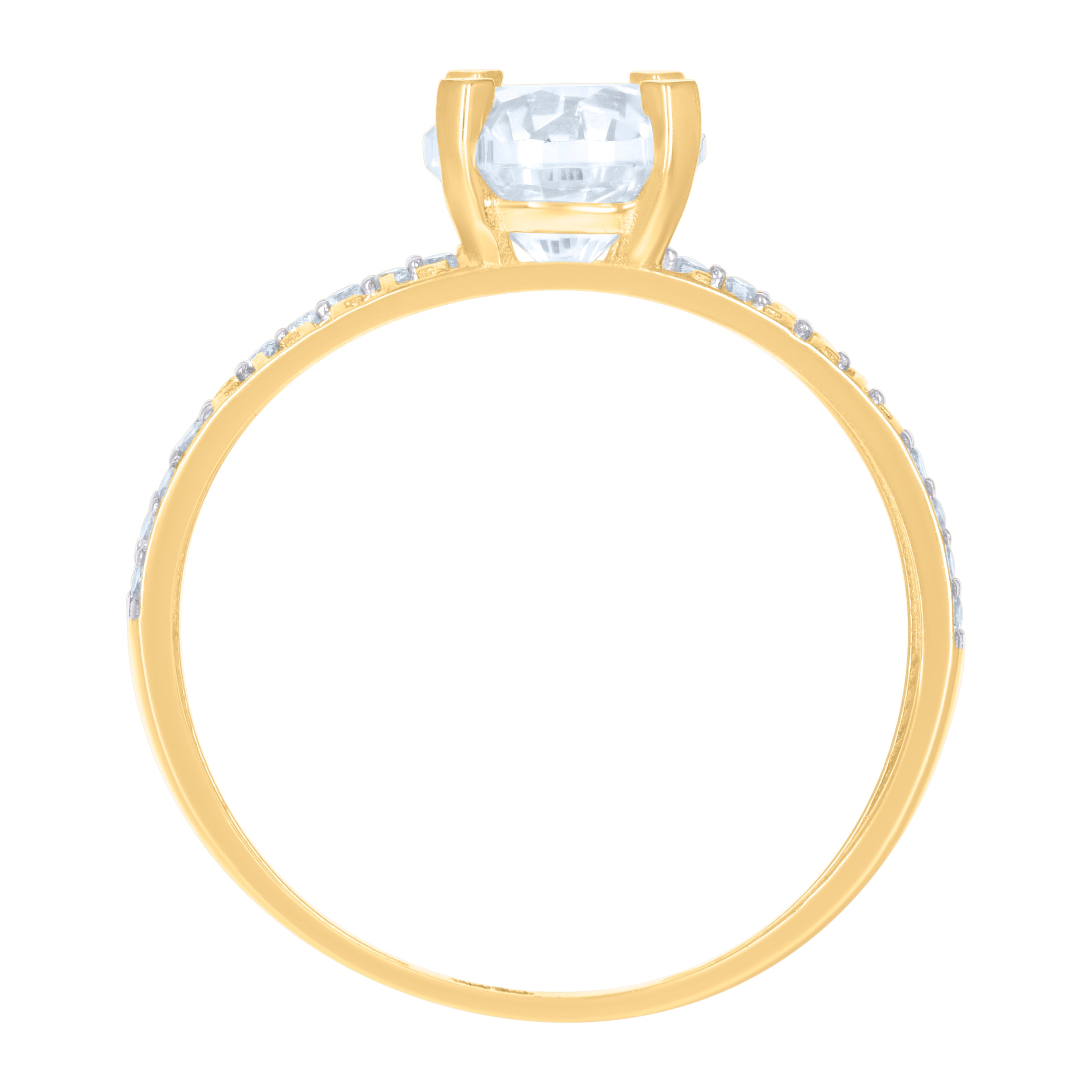 10kt Yellow Gold Womens Cubic-Zirconia Bridal Engagement Ring