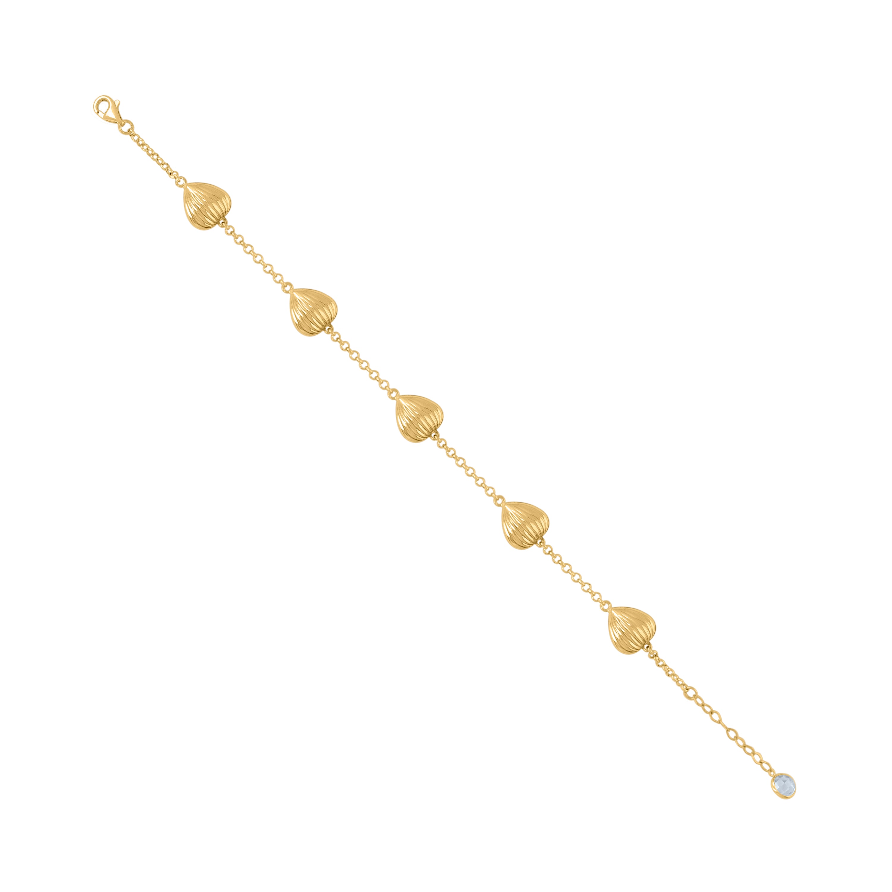 14kt Yellow Gold Womens Cubic-Zirconia Hearts Charm Anklet Bracelet Size 8 Inches
