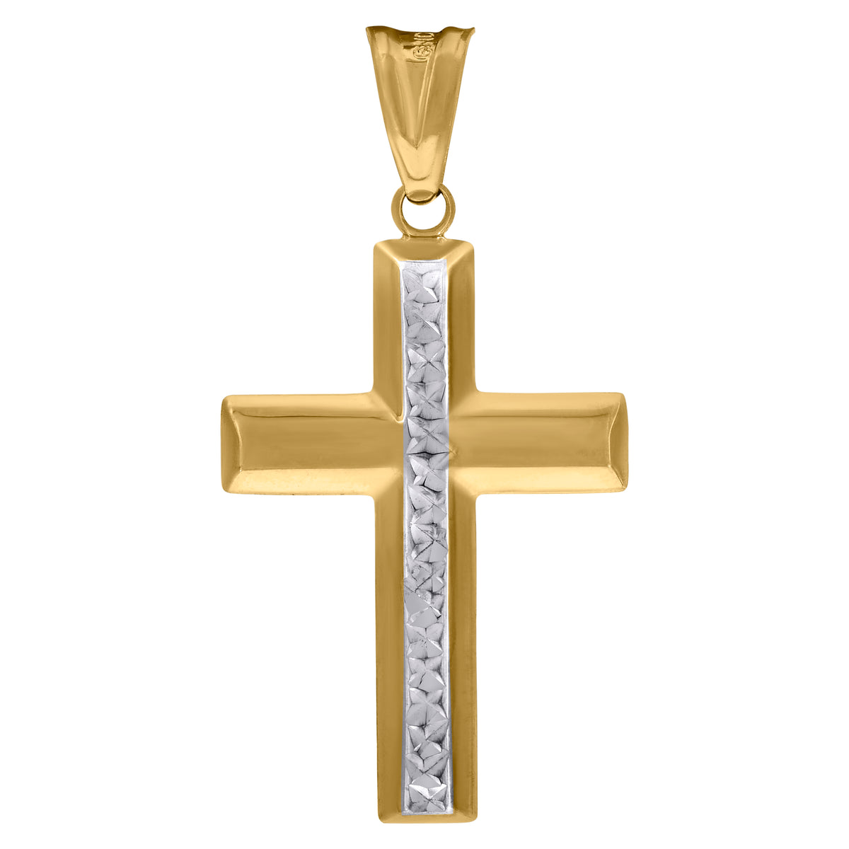 14kt Two-tone Gold Mens Cross Religious Charm Pendant