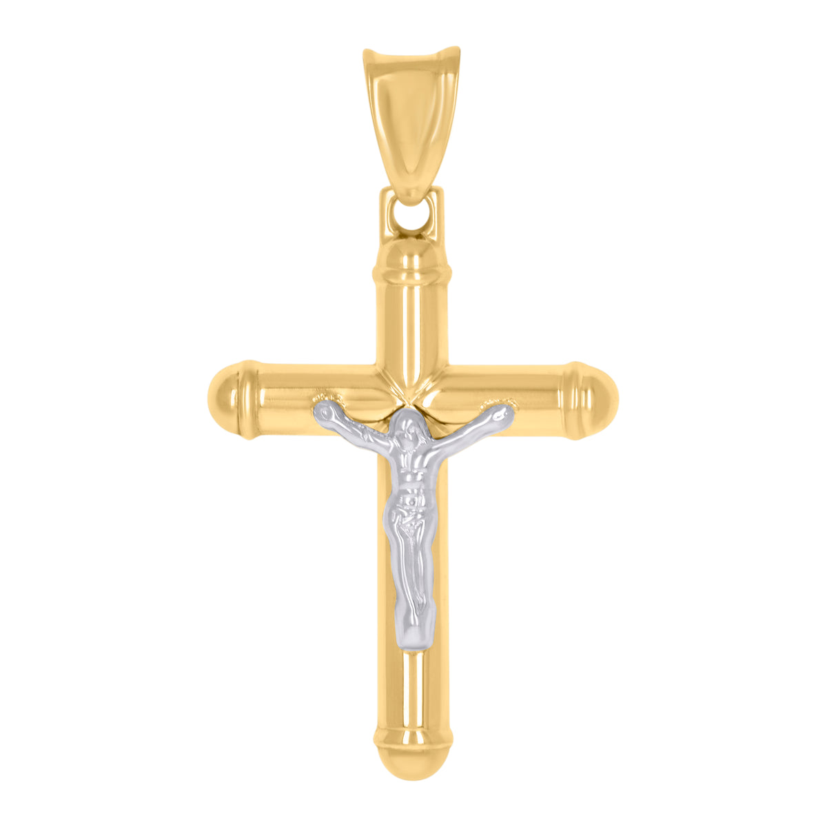 14kt Two-tone Gold Mens Crucifix Cross Religious Charm Pendant