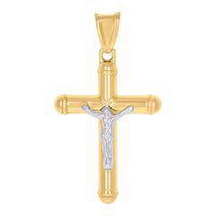 14kt Two-tone Gold Mens Crucifix Cross Religious Charm Pendant