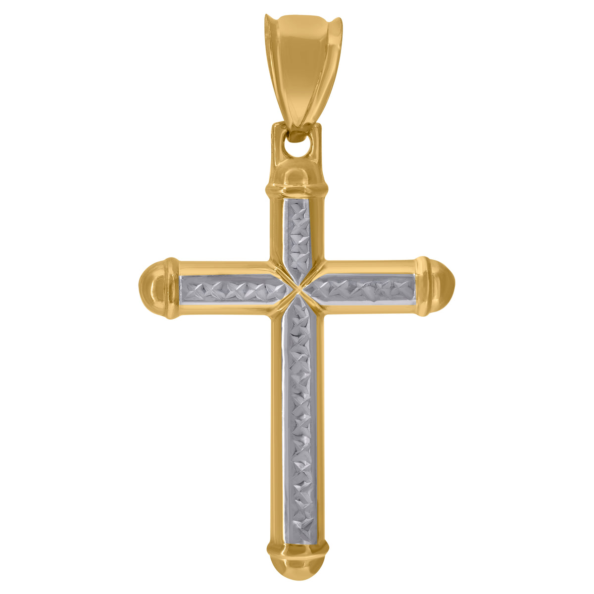 14kt Two-tone Gold Mens Cross Religious Charm Pendant