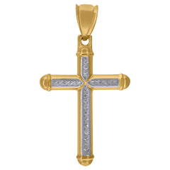 14kt Two-tone Gold Mens Cross Religious Charm Pendant